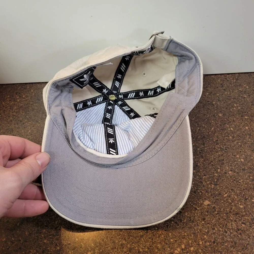 Adidas Baseball Cap Mens One Size White 3 Stripes Embroidered Logo Strapback Hat